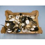 A quantity of assorted watches including some silver fob watches (A/F)