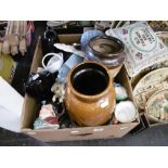 A box of assorted sundries including Doulton