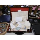 A briefcase with assorted ephemera including related to Kindertransport, that includes letters,