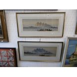 A pair of gilt framed watercolours coastal scenes signed E Earp (Edwin Earp 1951-1945)