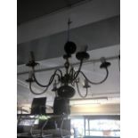 SIX BRANCH BRASS CHANDELIER