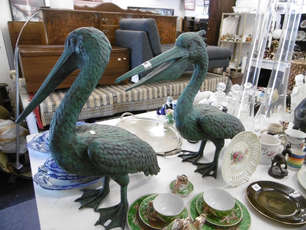 A pair of bronze verdigreen pelicans - Image 5 of 5