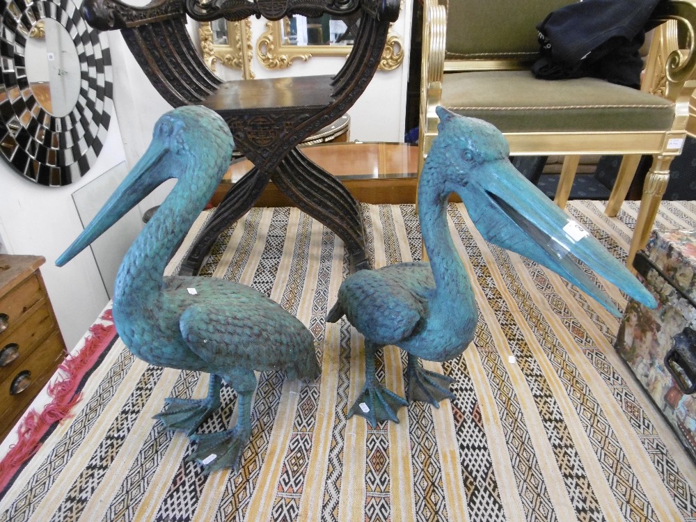 A pair of bronze verdigreen pelicans - Image 4 of 5