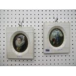 Two framed miniature portraits,