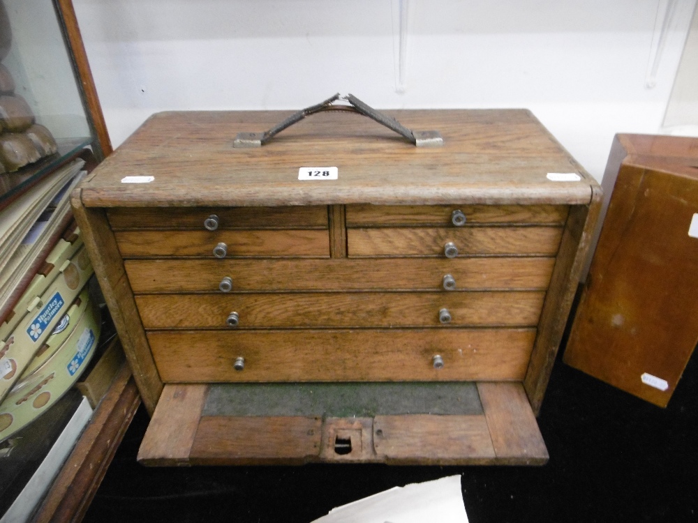 An oak carpenters/collectors cabinet A/F