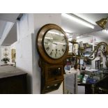 A 19th century inlaid walnut cased wall clock (in working order) G.