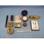 A small quantity of assorted collectibles including a pocket barometer,