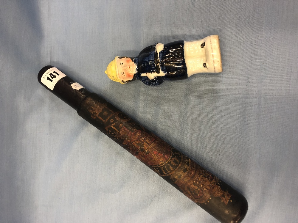 A 19th century truncheon with royal coat of arms plus a 19th century Staffordshire muffineer in the - Image 14 of 17