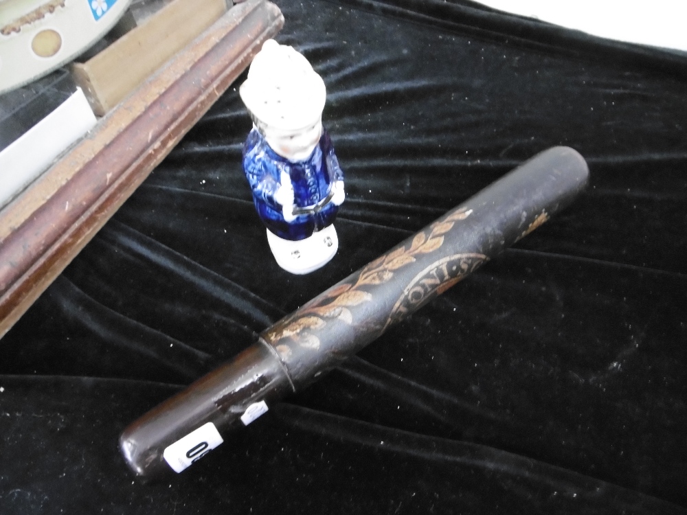 A 19th century truncheon with royal coat of arms plus a 19th century Staffordshire muffineer in the - Image 9 of 17