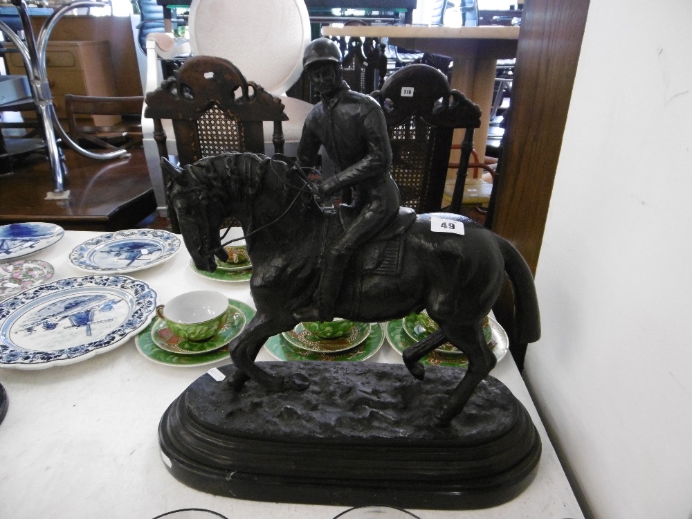 A bronze sculpture of a jockey and horse - Image 6 of 6