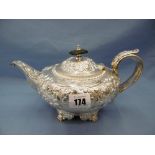 A Regency period hallmarked silver tea pot,