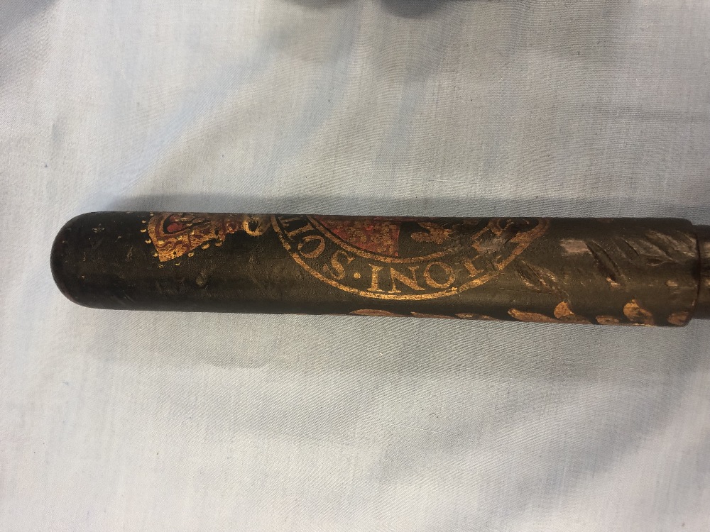 A 19th century truncheon with royal coat of arms plus a 19th century Staffordshire muffineer in the - Image 7 of 17