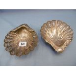 A pair of hallmarked silver scallop shaped dishes Atkin Brothers Sheffield 1897 weight