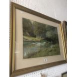 A framed watercolour, fishing scene, signed Frederick Charles Dixey,