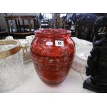 A 1960s Murano red and gold vase