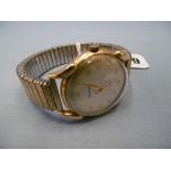 A vintage mechanical mid century Gleaturn 18ct gold cased gentleman's wrist watch on gold plated