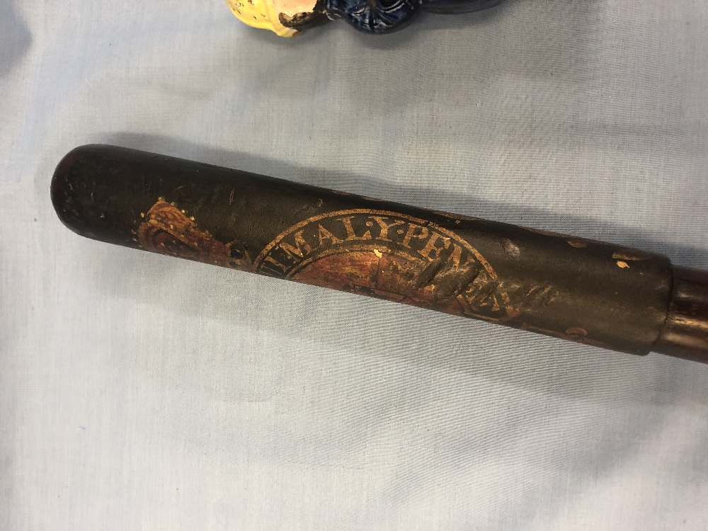 A 19th century truncheon with royal coat of arms plus a 19th century Staffordshire muffineer in the - Image 4 of 17