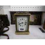 A brass cased carriage clock circa 1900 in as found condition