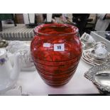 A 1960s Murano red and gold vase