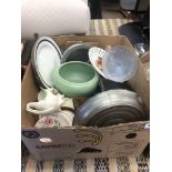 A box of assorted china and sundries