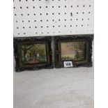 A pair of framed miniature paintings both signed,