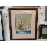 A framed and glazed watercolour maritime scene