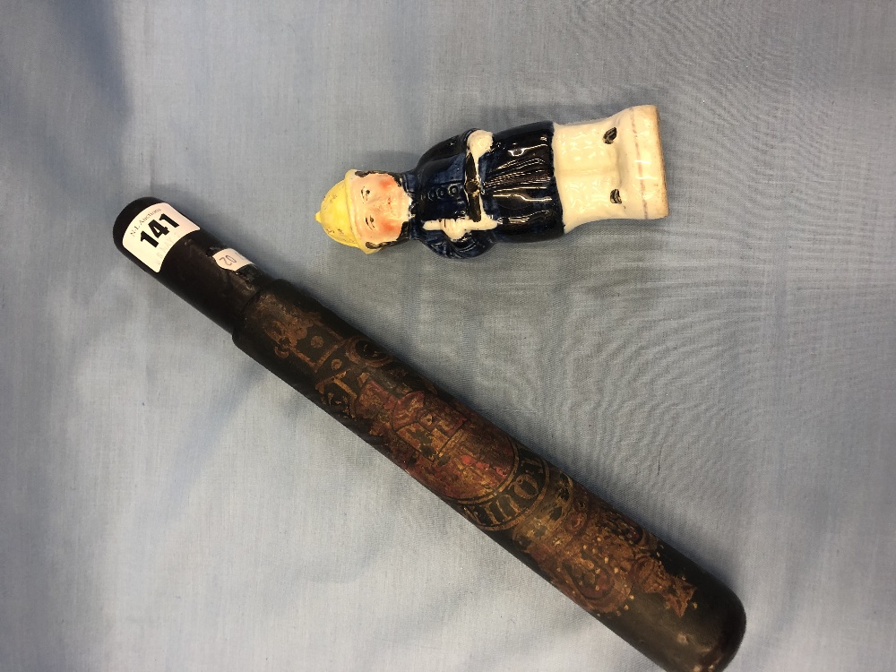 Two 19th century truncheon with royal coat of arms plus a 19th century Staffordshire muffineer - Image 5 of 18