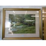 A framed watercolour, fishing scene, signed Frederick Charles Dixey,