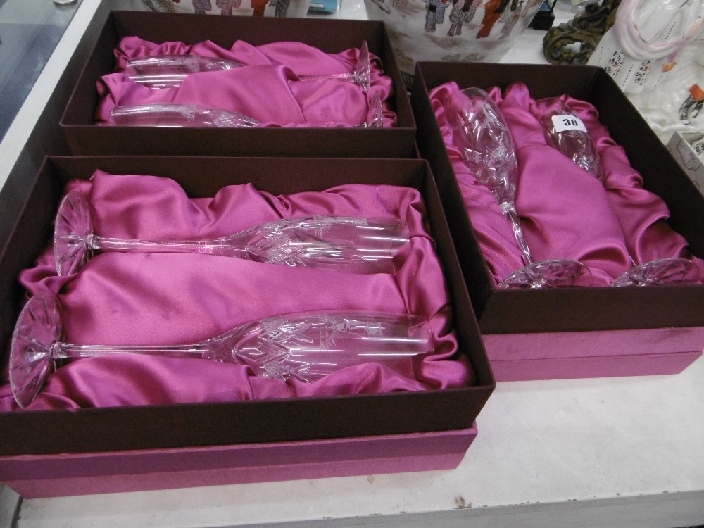 A set of six champagne flutes