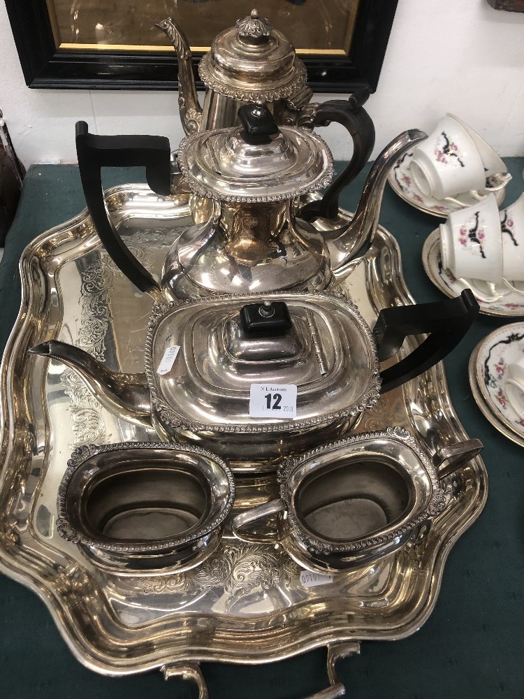 A four piece silver plated tea set on tray - Image 3 of 3