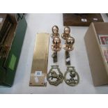 A quantity of brass door furniture