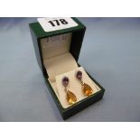 A pair of 9ct gold diamond,