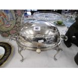 A silver plated rollover breakfast dish