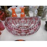 A Bohemian glass cranberry overlay bowl