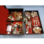 A quantity of mixed costume jewellery including silver