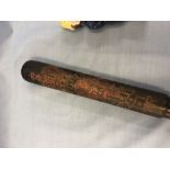 Two 19th century truncheon with royal coat of arms plus a 19th century Staffordshire muffineer