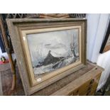 A gilt framed oil on canvas winter scene a/f