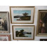 A pair of framed oil paintings,