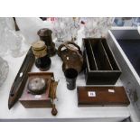 Assorted wooden items including stationary box