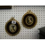 Two hand painted portrait miniature paintings of young ladies