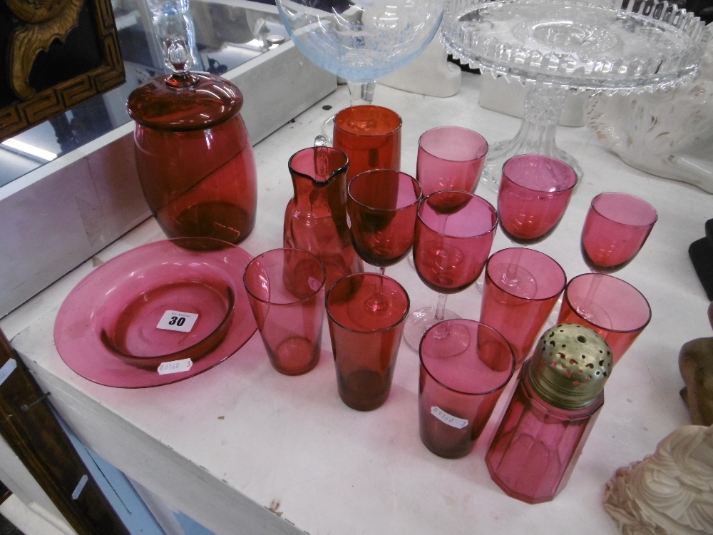 Fifteen piece of cranberry glass - Image 2 of 2