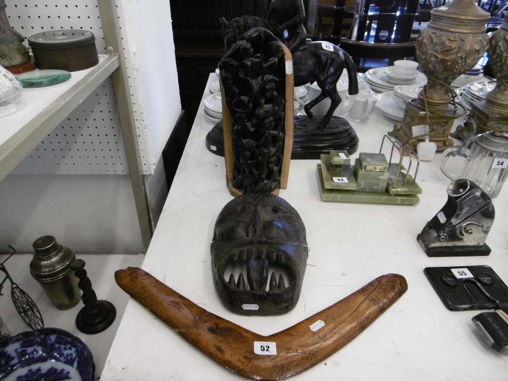A carved African sculpture,