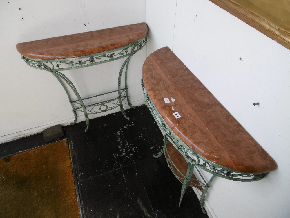A pair of gilt marble top occasional tables - Image 2 of 2