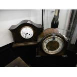 Two oak mantle clocks