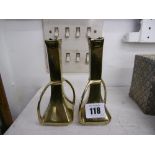 A pair of art nouveau brass vases