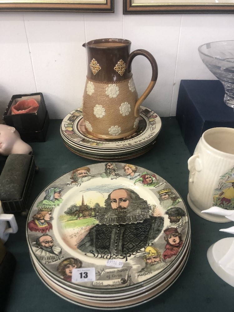 A large Doulton Lambeth jug and Doulton plates - Image 4 of 4