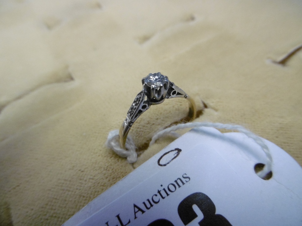 An 18ct gold diamond and solitaire ring with diamond shoulders, - Image 5 of 10