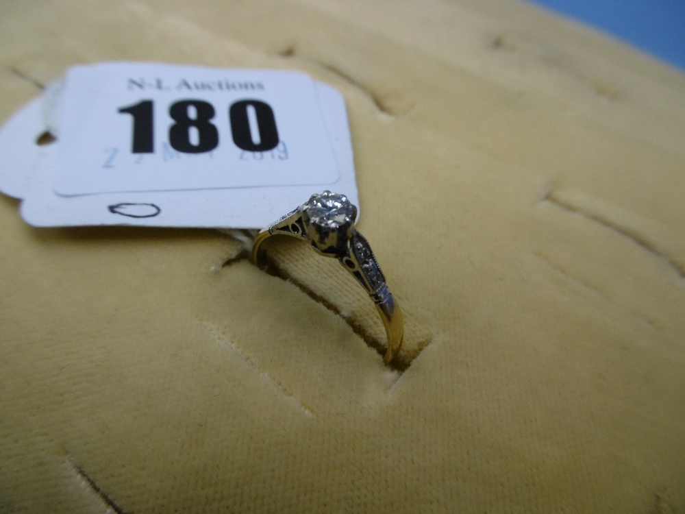 An 18ct gold diamond and solitaire ring with diamond shoulders, - Image 6 of 10