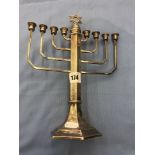 A hallmarked silver menorah a/f