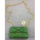 A Louis Feraud green leather small shoulder bag